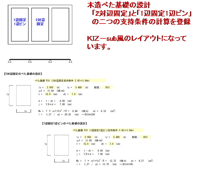 木造べた基礎計算（一方向版）