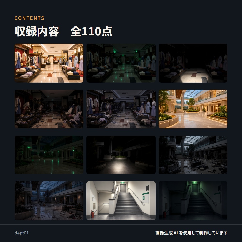【背景素材】閉店後の百貨店 / 状態5種 全110点 4K