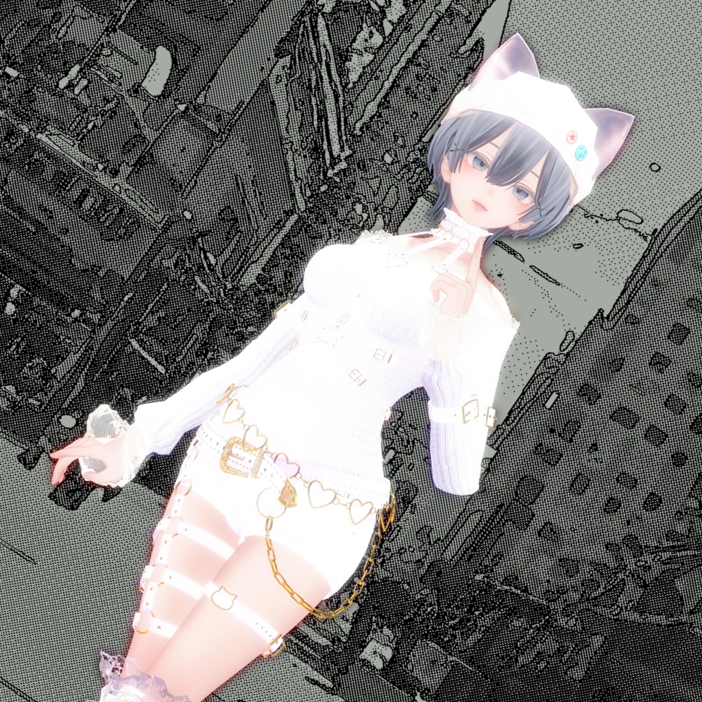 【複数アバター対応】黒猫白猫ゴスパンクセット