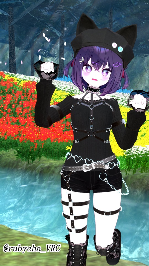 【複数アバター対応】黒猫白猫ゴスパンクセット