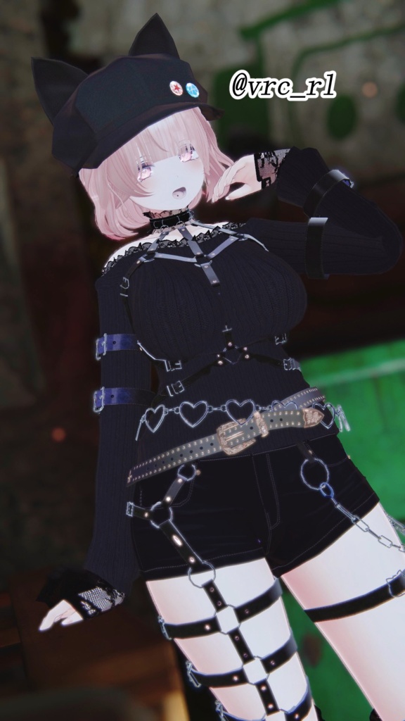 【複数アバター対応】黒猫白猫ゴスパンクセット