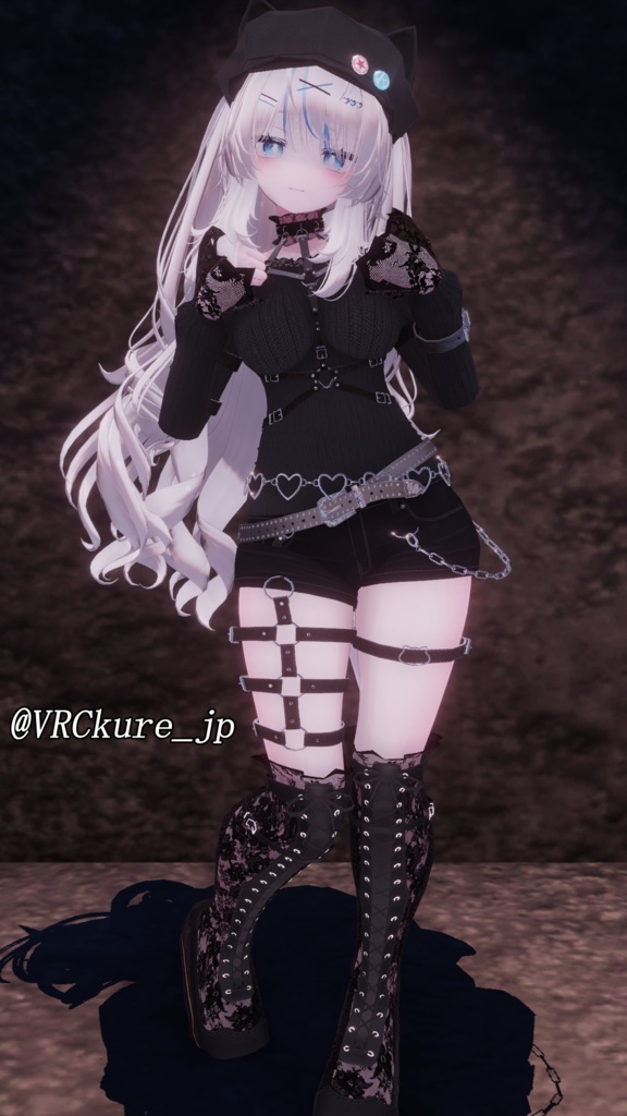 【複数アバター対応】黒猫白猫ゴスパンクセット