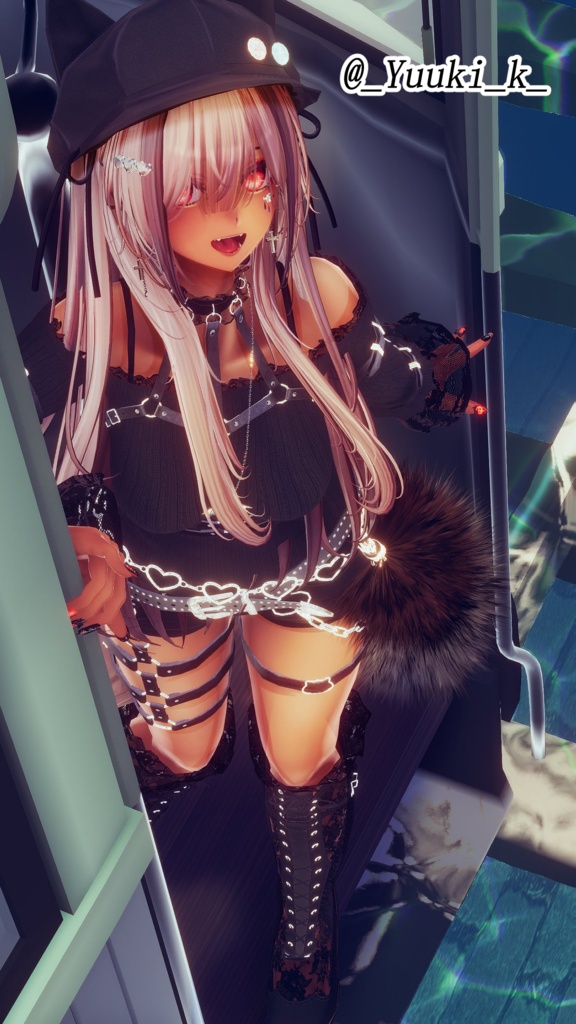 【複数アバター対応】黒猫白猫ゴスパンクセット