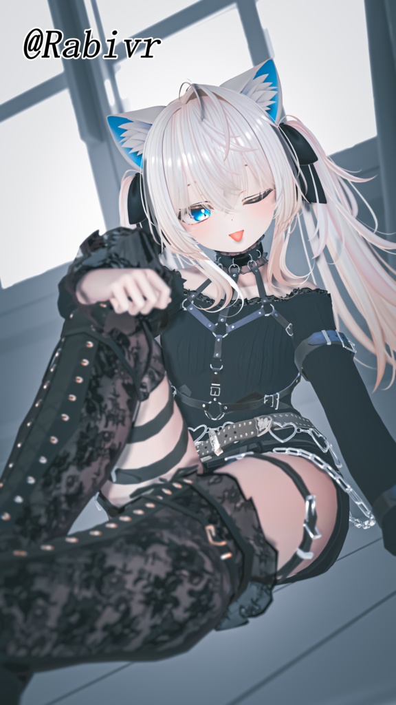 【複数アバター対応】黒猫白猫ゴスパンクセット