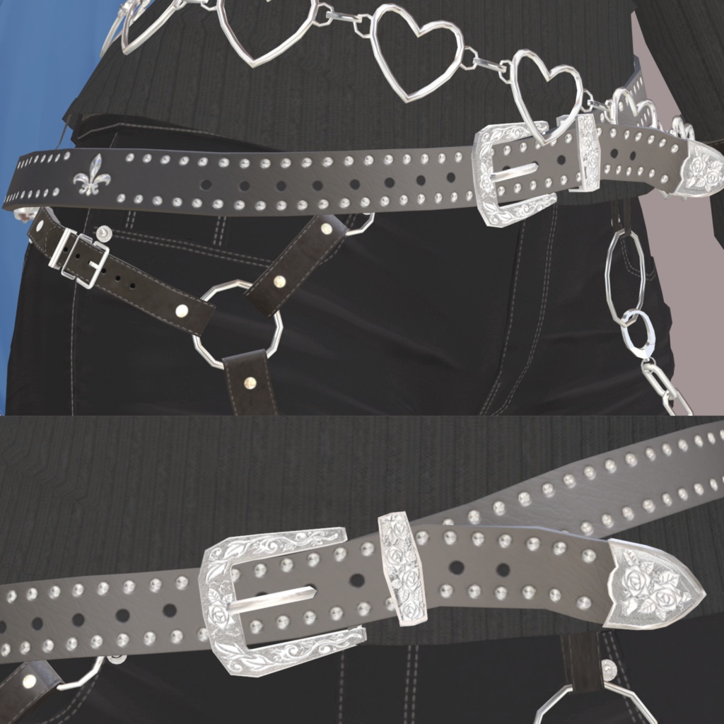 【複数アバター対応】黒猫白猫ゴスパンクセット