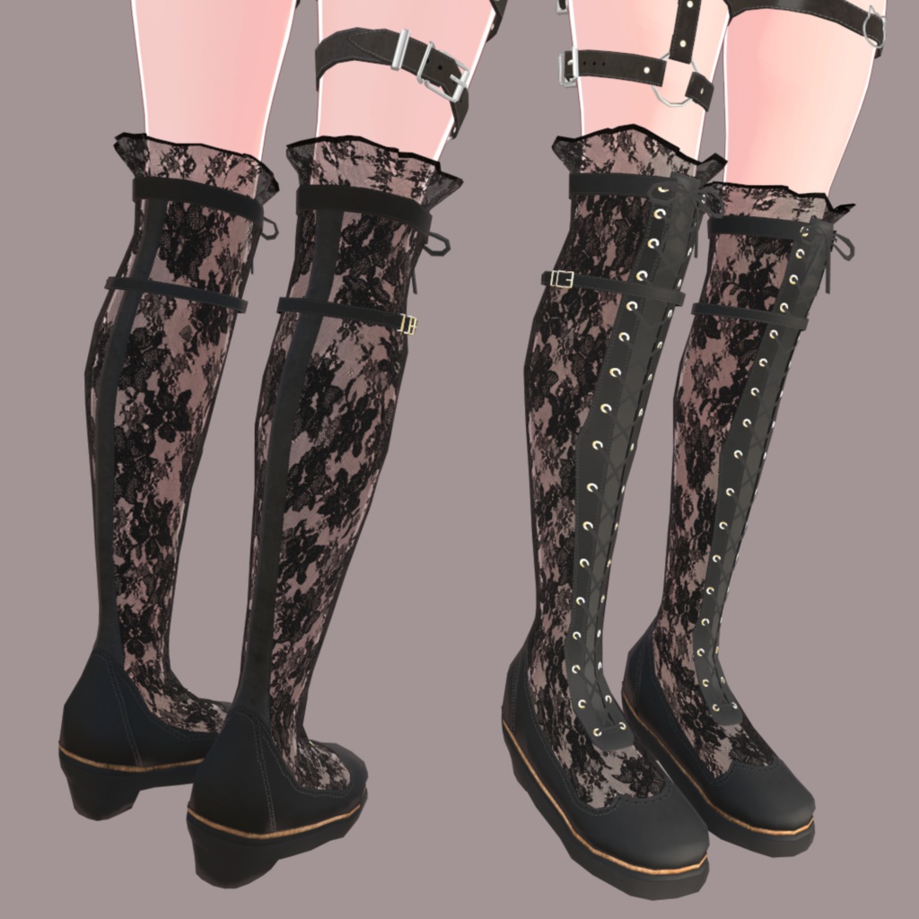 【複数アバター対応】黒猫白猫ゴスパンクセット