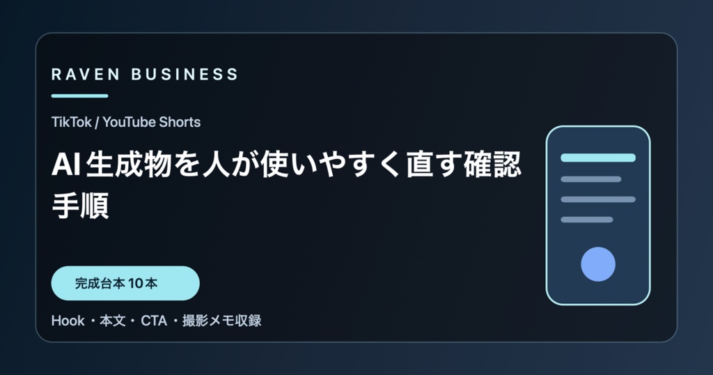 TikTok・YouTube Shorts台本10本｜AI生成物を人が使いやすく直す確認手順