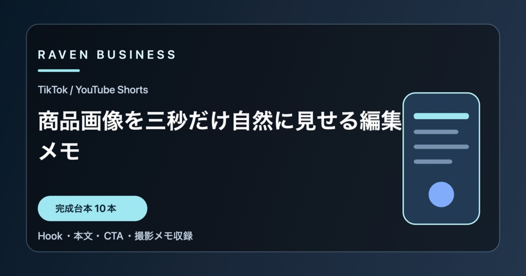 TikTok・YouTube Shorts台本10本｜商品画像を三秒だけ自然に見せる編集メモ