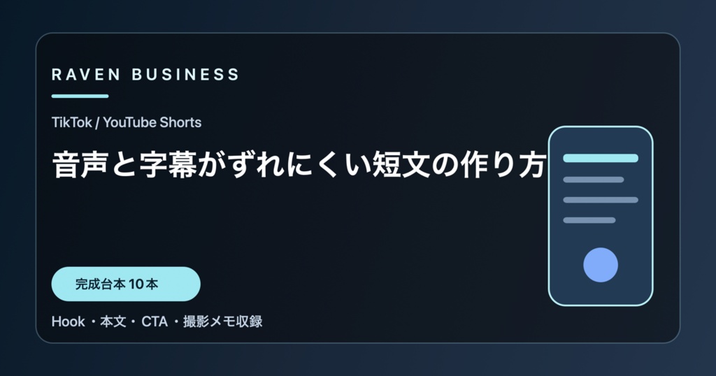 TikTok・YouTube Shorts台本10本｜音声と字幕がずれにくい短文の作り方