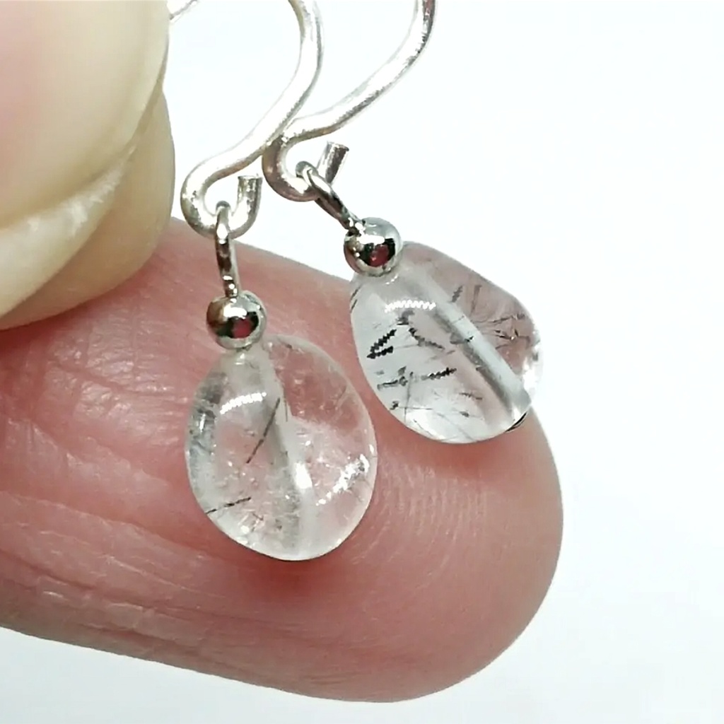 ピアス ブラックルチルクォーツ