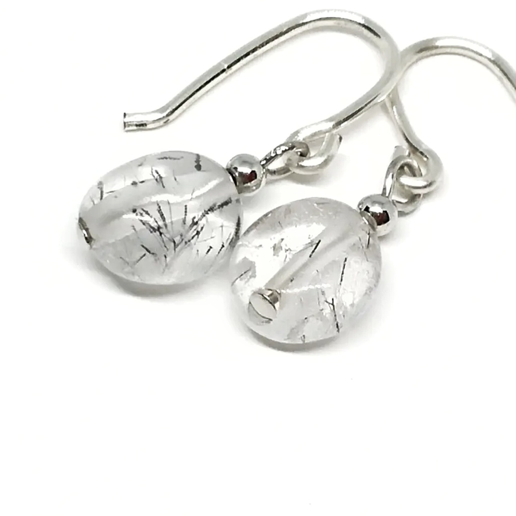 ピアス ブラックルチルクォーツ