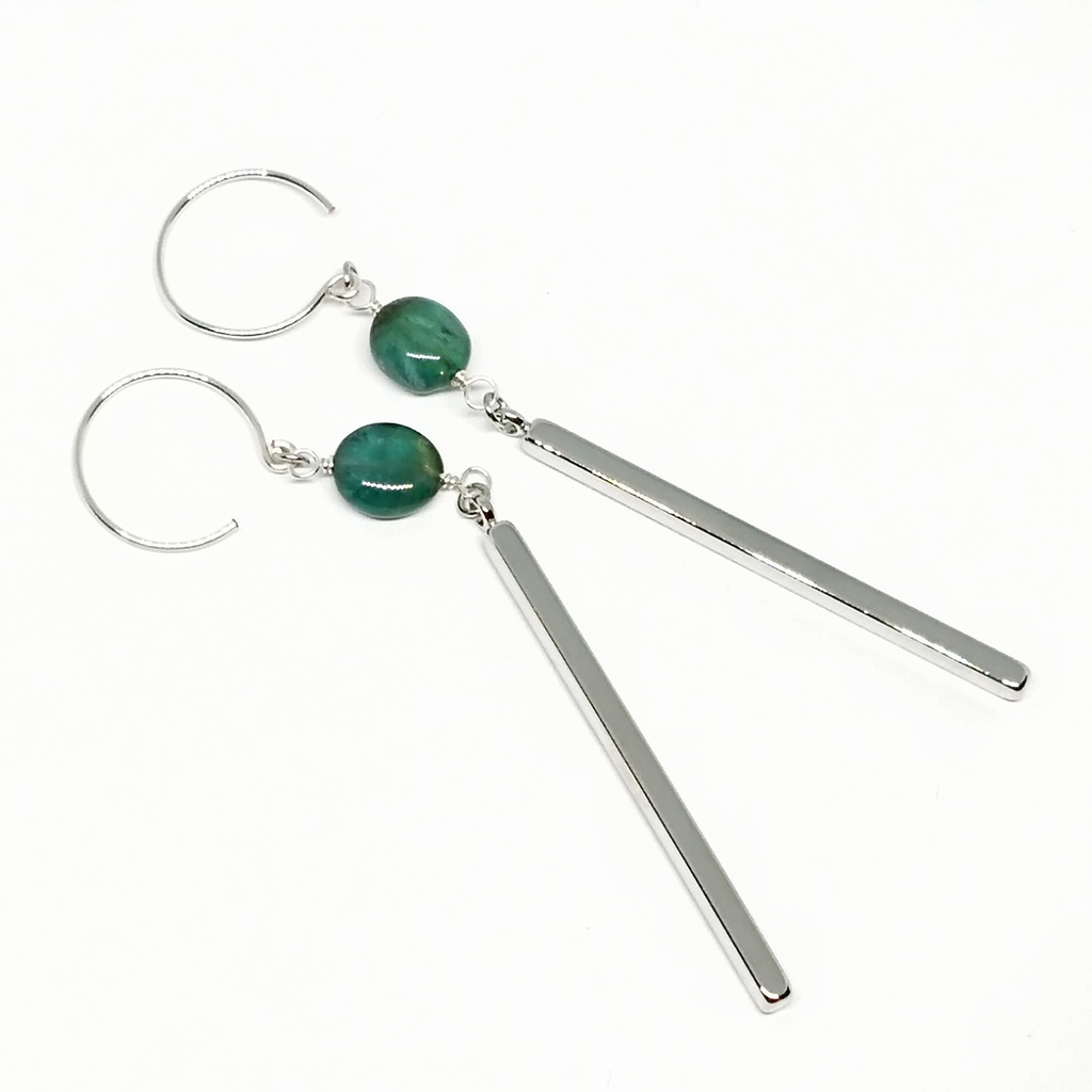 ロングピアス トルマリン インディゴの欠片