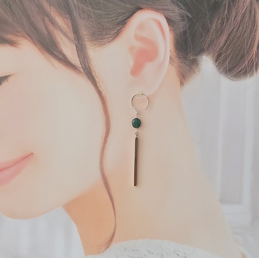 ロングピアス トルマリン インディゴの欠片