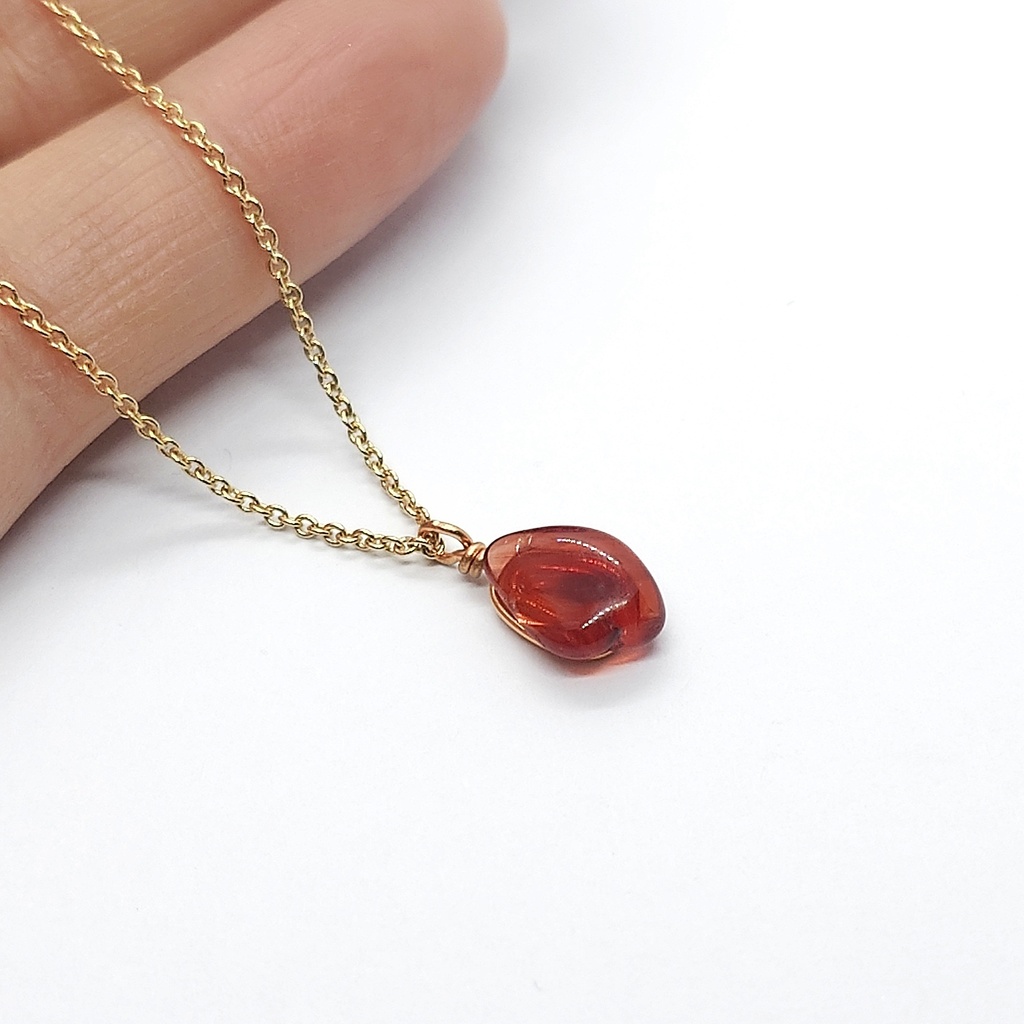 ネックレス レッドアンデシン 真紅の一粒