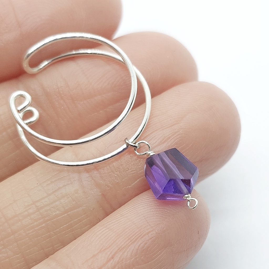 2way イヤーカフ アメジスト 葡萄色の雫