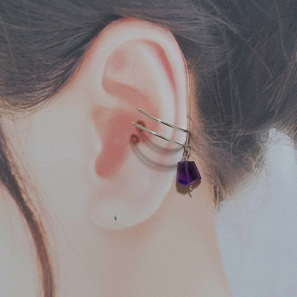 2way イヤーカフ アメジスト 葡萄色の雫