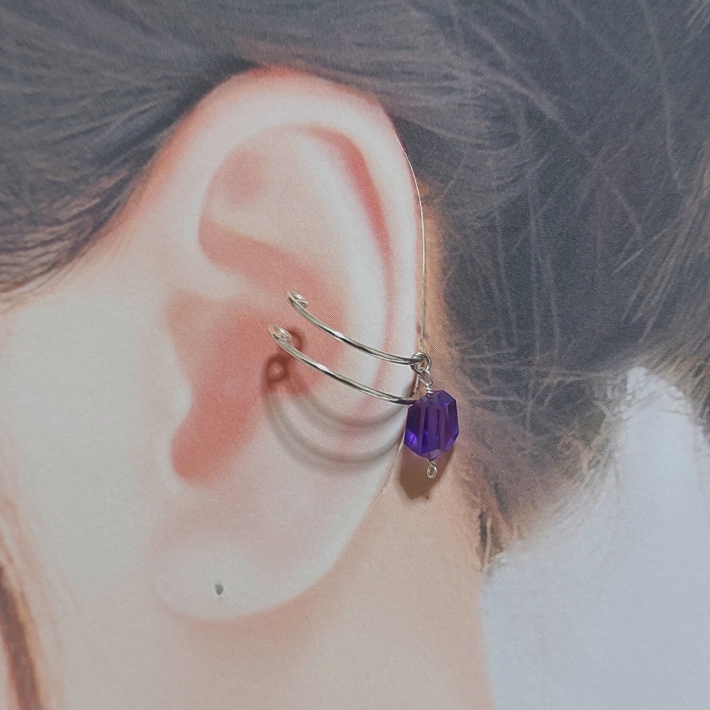 2way イヤーカフ アメジスト 葡萄色の雫