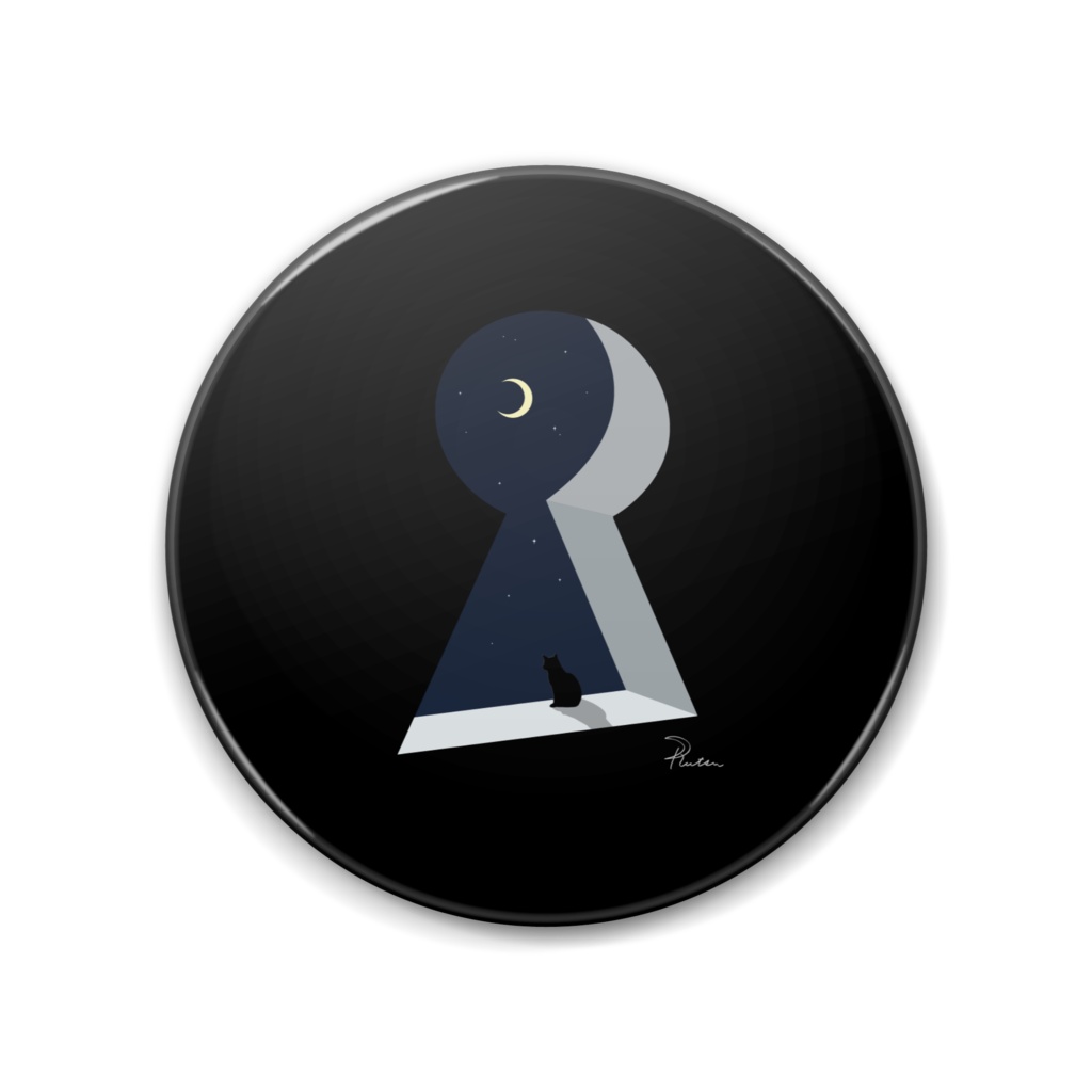 夜を覗く猫＜Through the Keyhole＞／アートピン