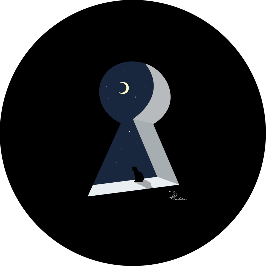 夜を覗く猫<Through the Keyhole>/アートピン