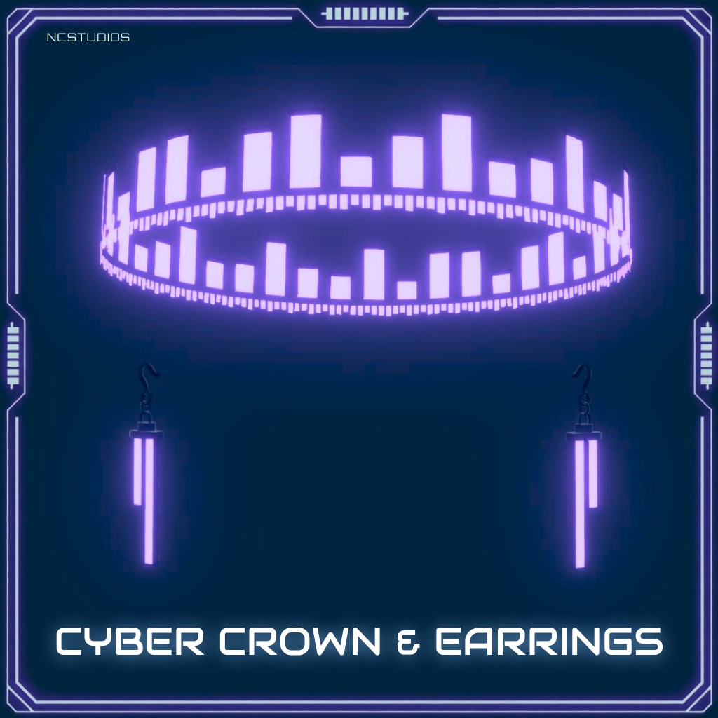 CYBER CROWN AND EARRINGS サイバークラウン&ネオンイヤリング【全アバターMA対応】