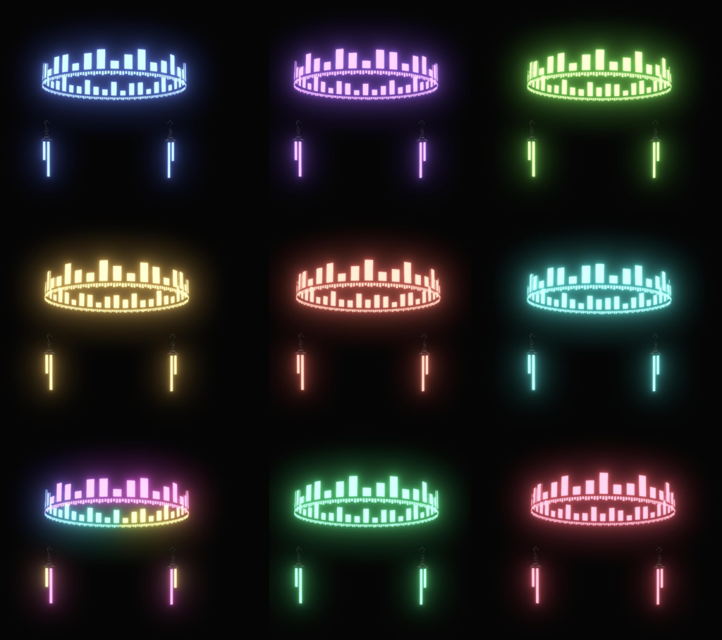 CYBER CROWN AND EARRINGS サイバークラウン&ネオンイヤリング【全アバターMA対応】