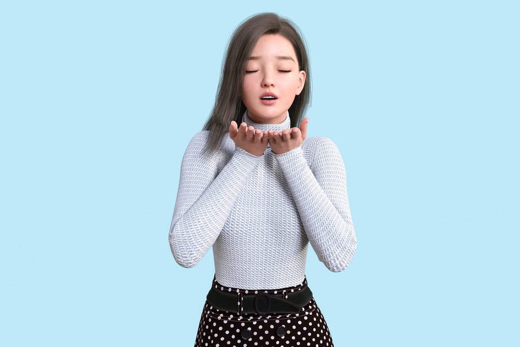 両手の掌を前に合わせて想いを込める女性