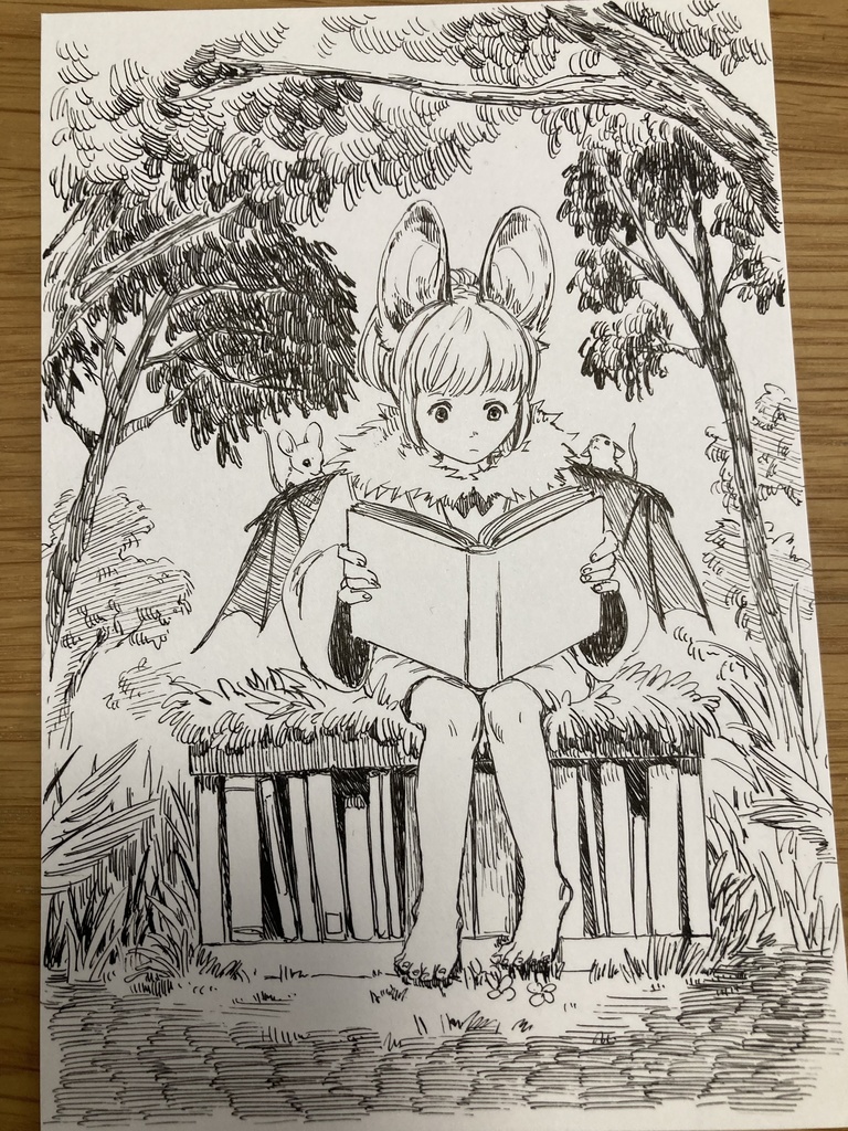 【ハガキサイズ原画】読書椅子