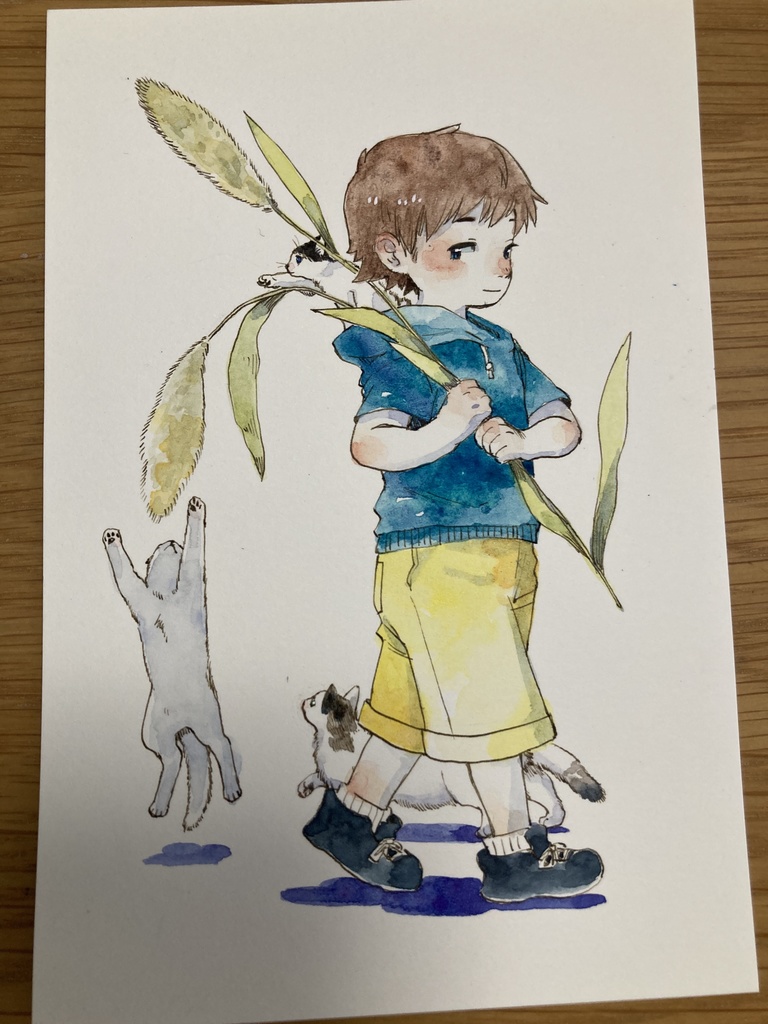 【ハガキサイズ原画】ねこじゃらし
