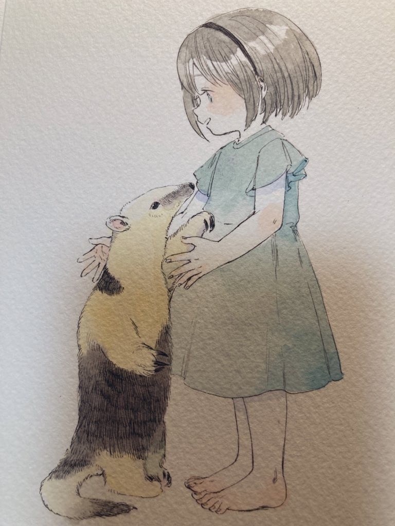 ハガキサイズ原画「ミナミコアリクイ」