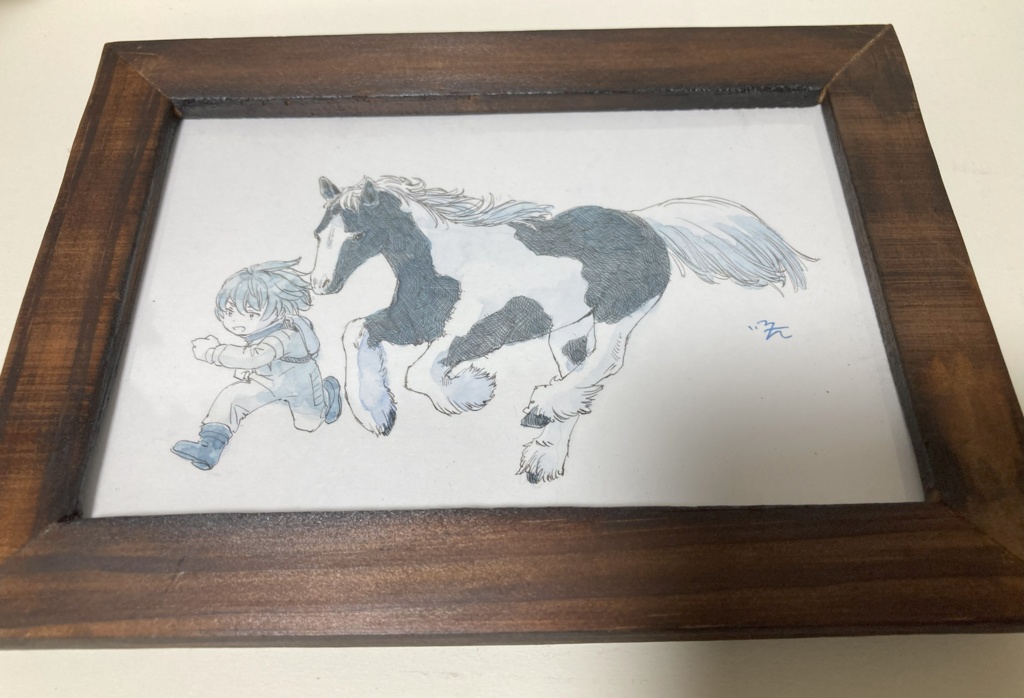 ハガキサイズ原画「駆ける」