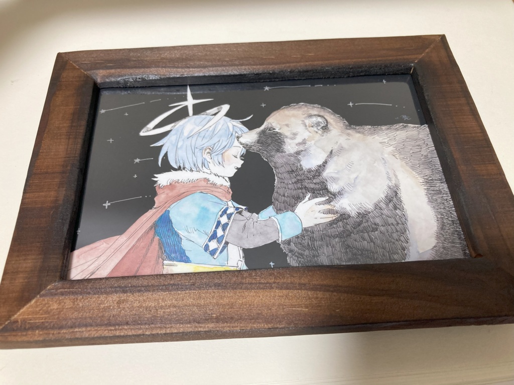 ハガキサイズ原画「語らう」