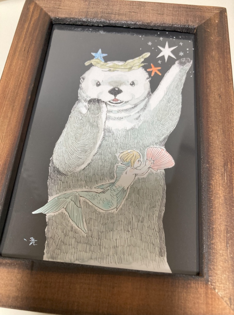 ハガキサイズ原画「ラッコ」