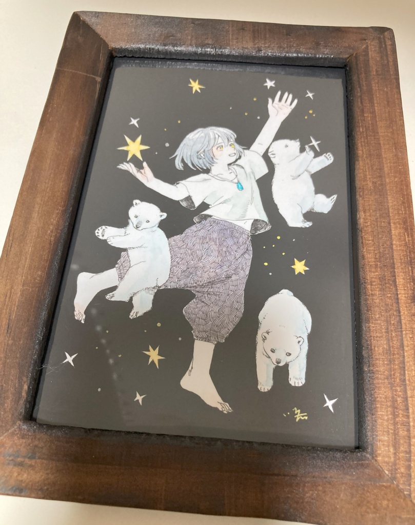 ハガキサイズ原画「しろくま」