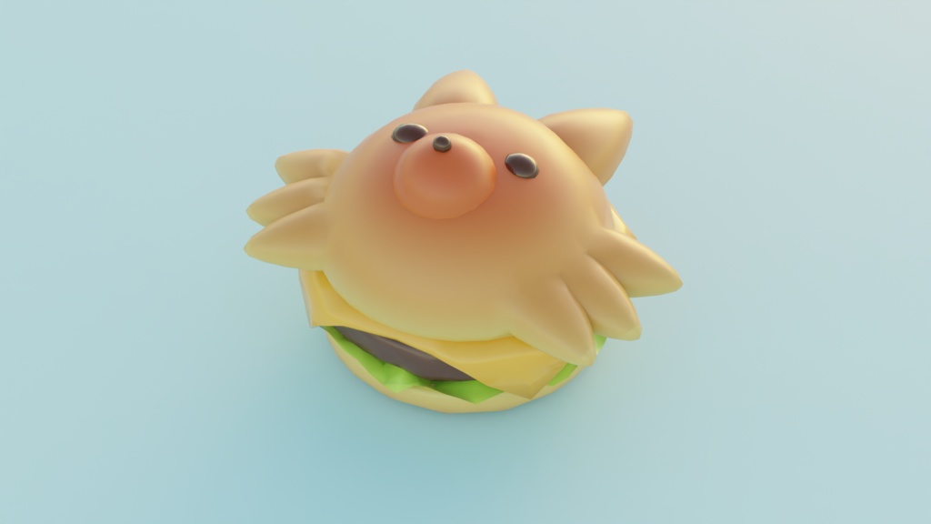 【3Dモデル】イヌバーガー　ハンバーガー