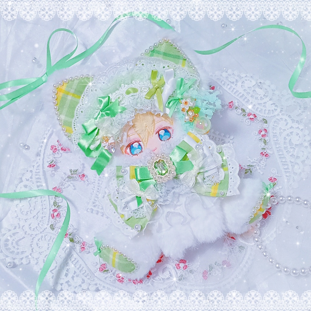 🍀‎🤍タータンチェック×ライトグリーン‪💚‎‎🤍ねこちゃん