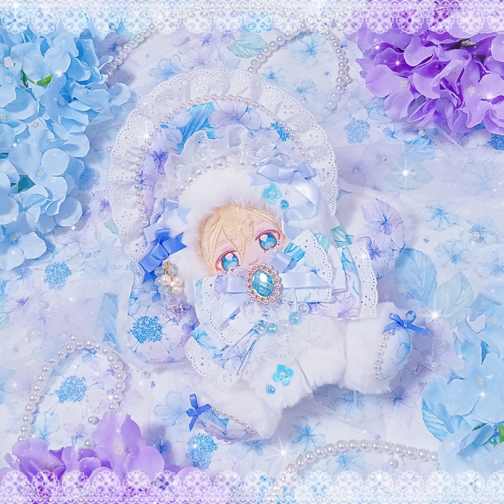 ☂️紫陽花×ロリィタ風🫧たれうさちゃん着ぐるみ🐇blue‪