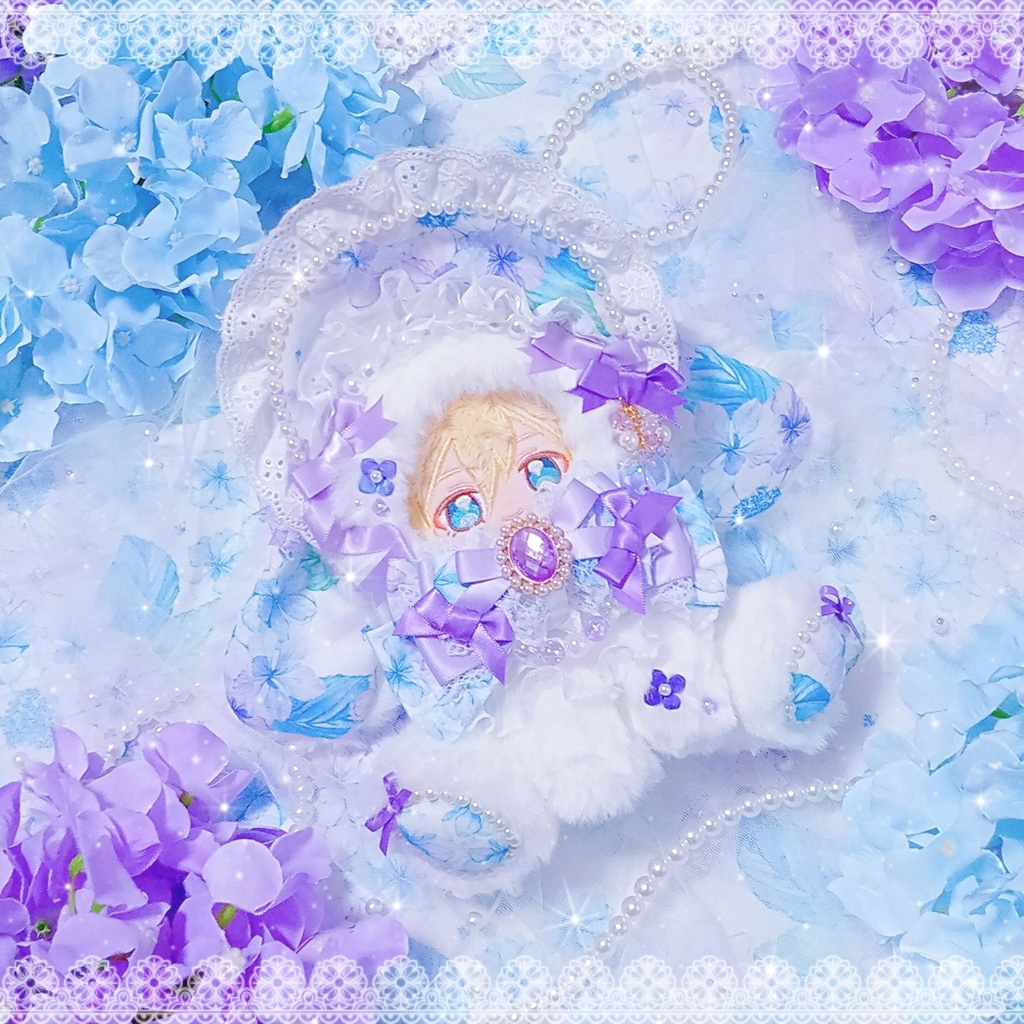 ☂️紫陽花×ロリィタ風🫧たれうさちゃん着ぐるみ🐇purple‪