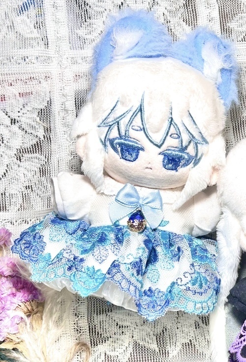 無属性ぬい 服 10cm レースワンピース ブルー