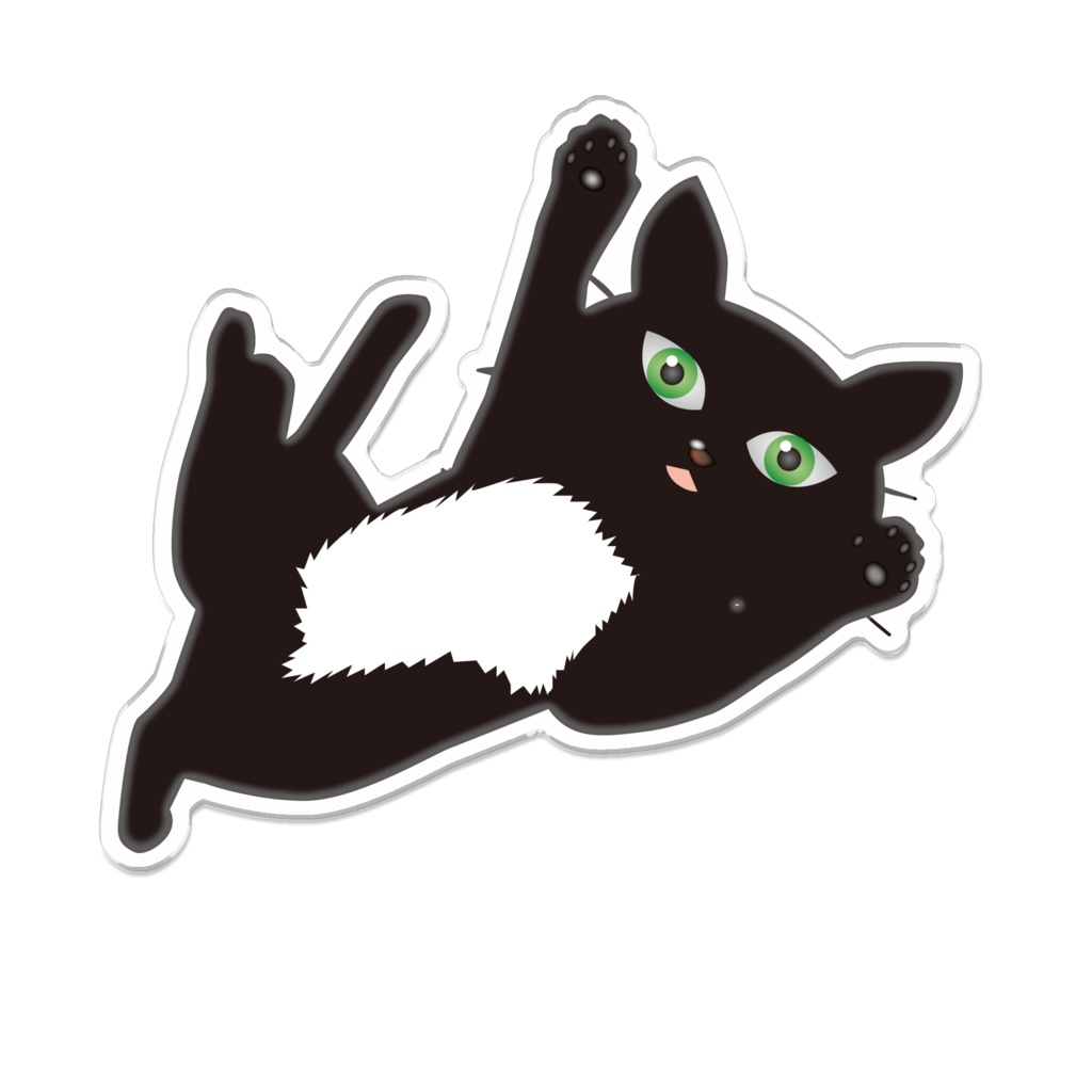 黒猫PUKU アクリルバッチ01