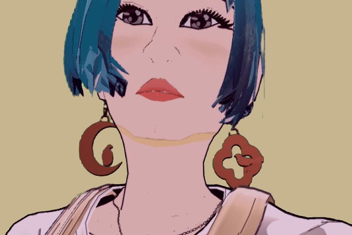 【3Dモデル】 大きめのイヤリング 月と十字架とどうぶつ