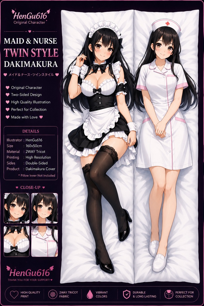 Maid & Nurse Twin Style Dakimakura