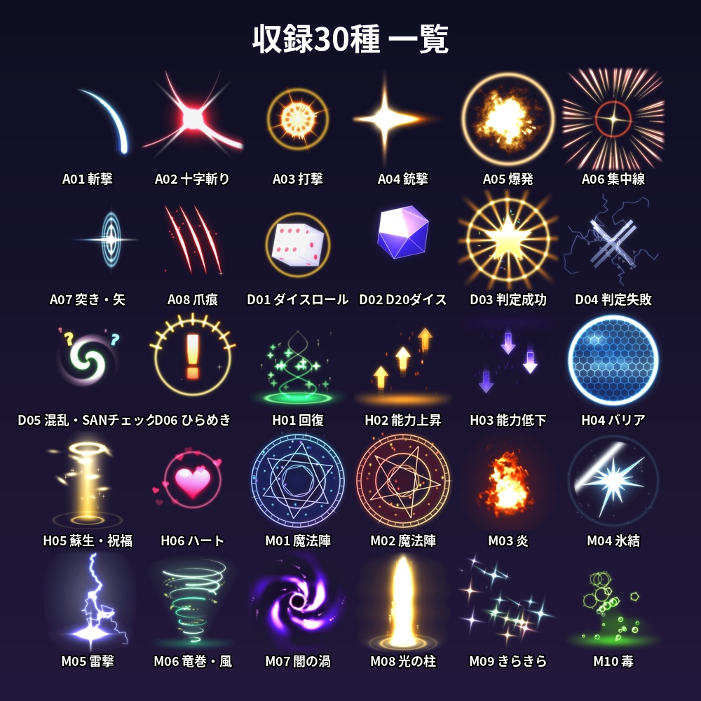 【ココフォリア・TRPG】動くエフェクト30種【APNG/WebP・透過・ループ】