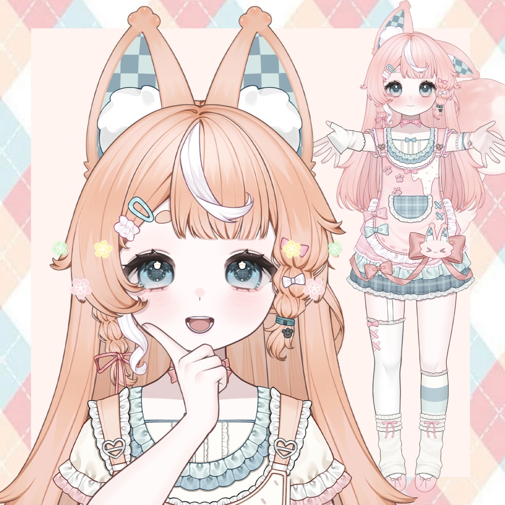 「汎用Live2dモデル」 |琥珀|  高可動性・高精度猫耳モデルー_前傾 / サイズ変化 / Vbridger対応 /VTS対応