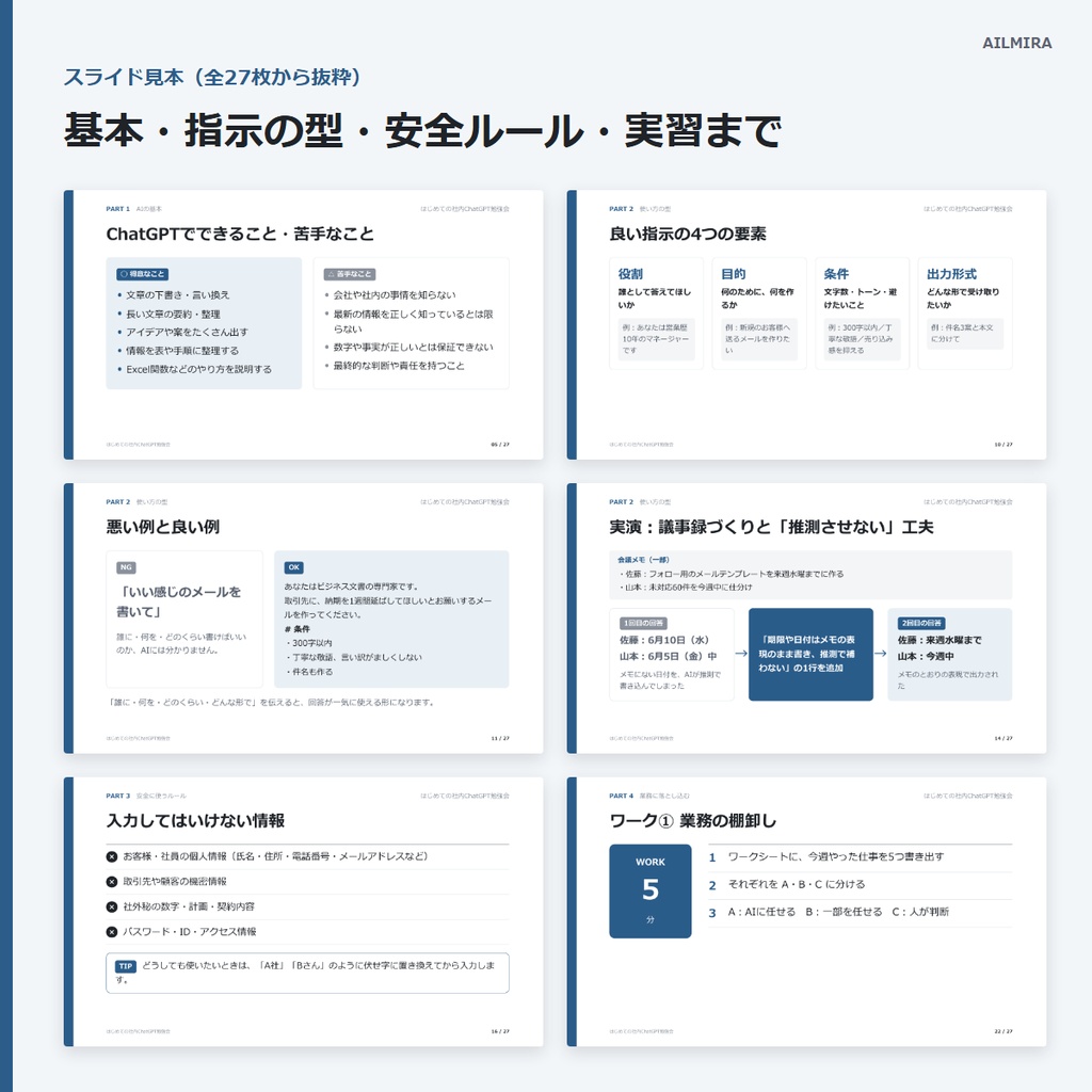 【Canva・PowerPoint対応/講師台本つき】はじめての社内ChatGPT勉強会キット(60分・スライド27枚)