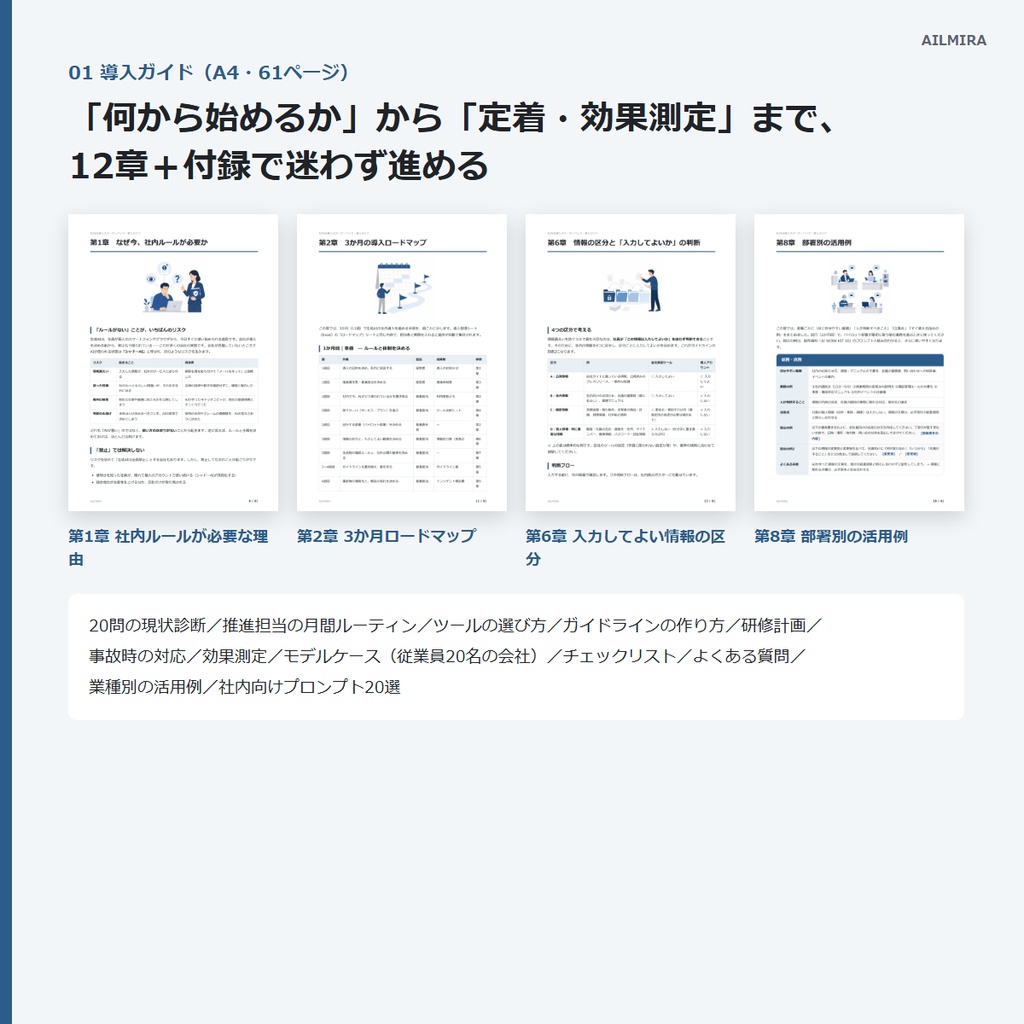 【Word・Excel・PPTひな形つき】社内AI導入スターターパック|生成AIガイドライン・導入ガイド61ページ・説明資料・ポスター