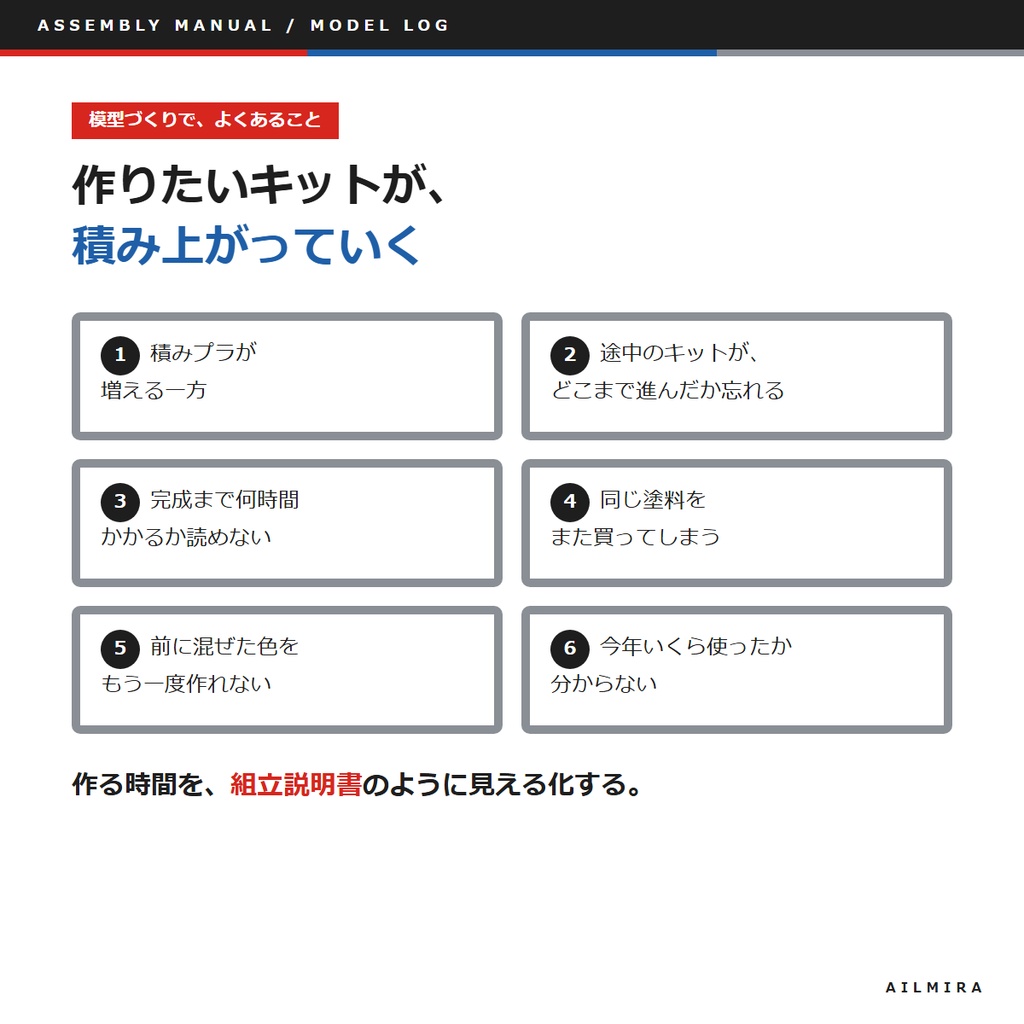 【積みプラ・工程・塗料管理Excel付き】プラモデル・ガレージキットの製作記録キット|調色レシピ・作業時間