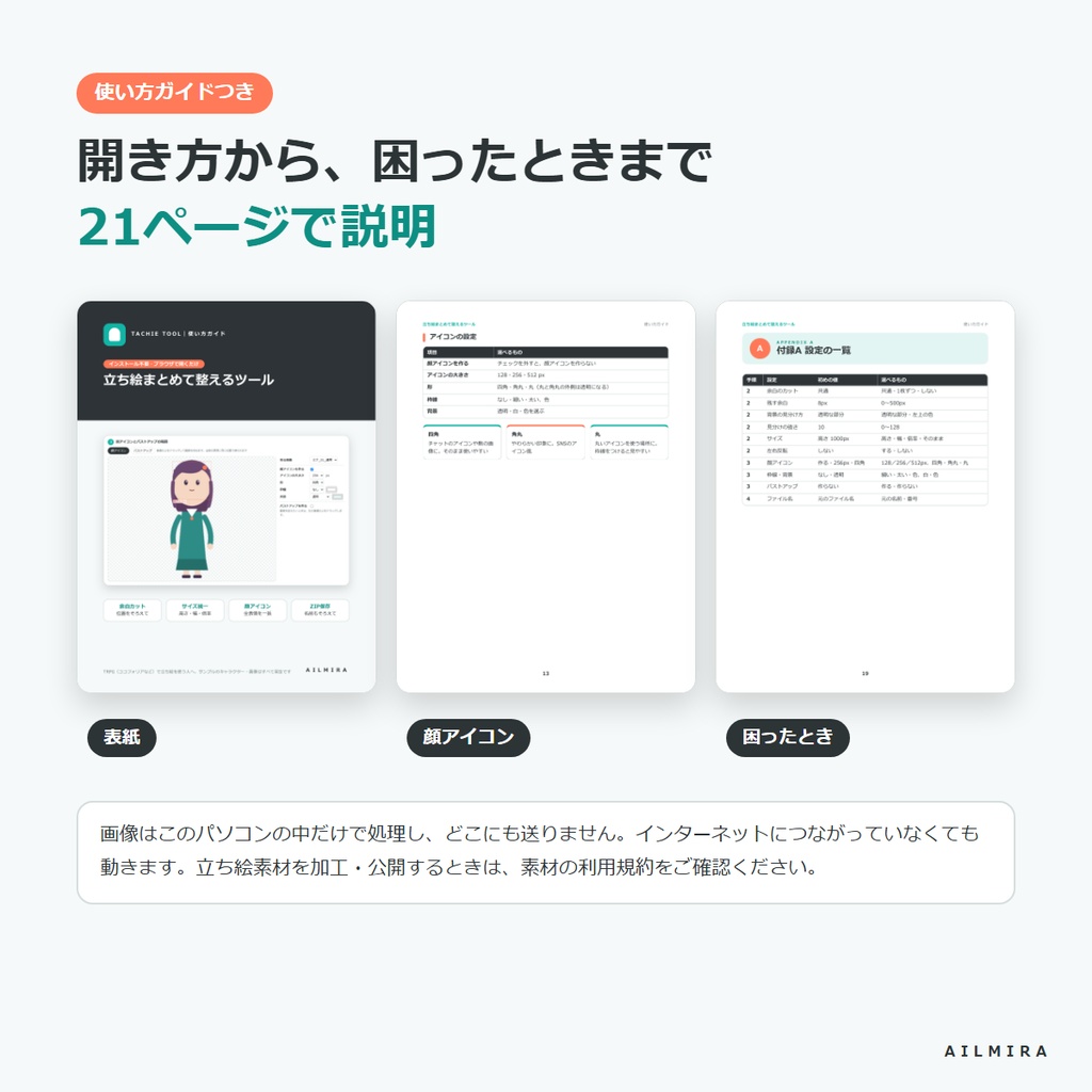 【インストール不要】立ち絵まとめて整えるツール|表情差分の余白カット・サイズ統一・顔アイコン一括・ZIP保存