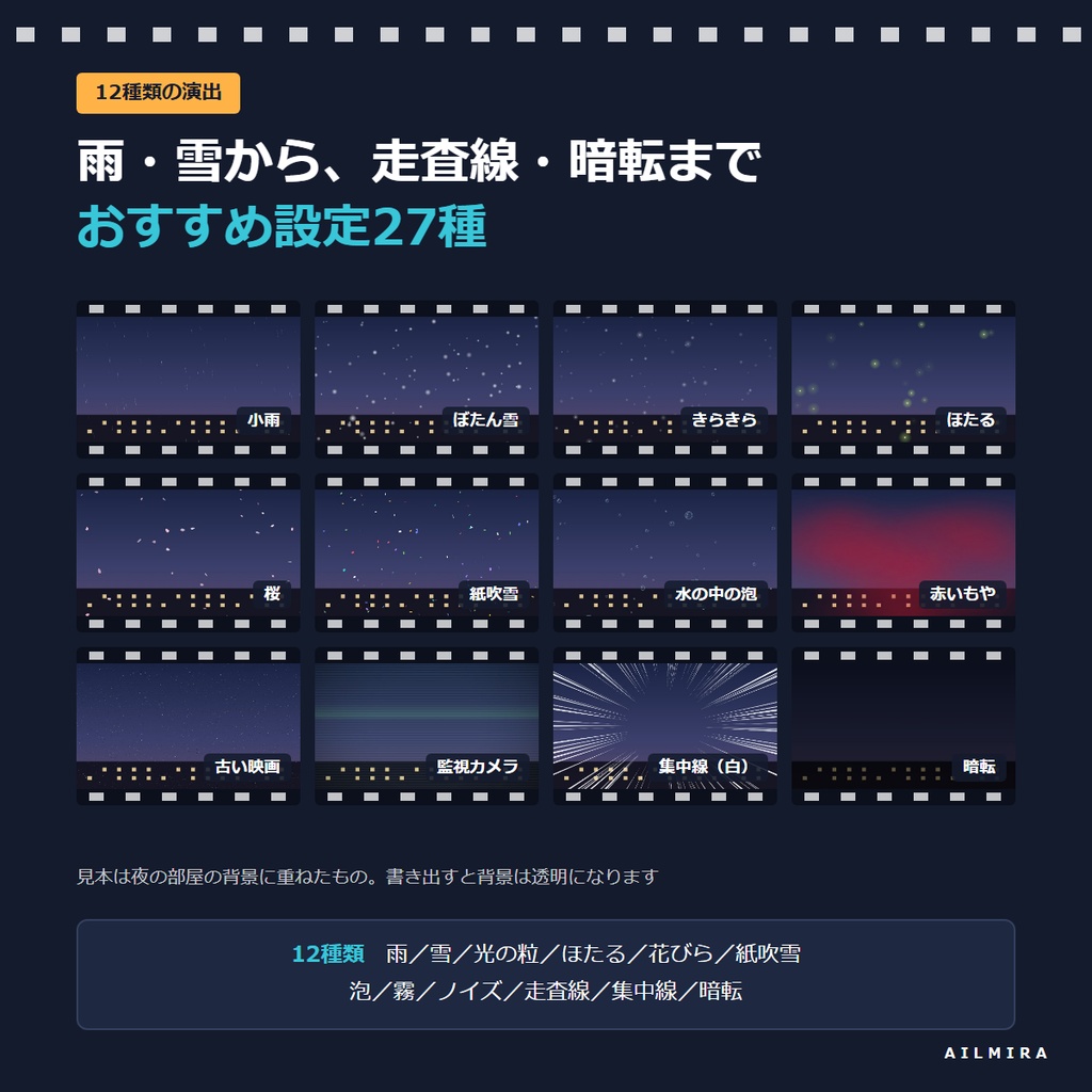 【インストール不要】動く演出APNGメーカー|雨・雪・光の粒・桜・霧・暗転を色と量を選んで書き出し・ココフォリア向け