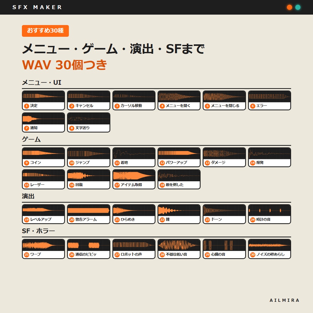 【インストール不要】効果音メーカー|ボタン音・コイン・ジャンプ・爆発・レーザーをつまみで作ってWAV保存・おすすめ30種