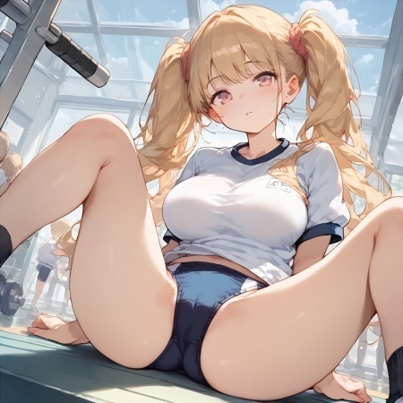 金髪巨乳娘　ハイレグブルマ　M字開脚　302枚